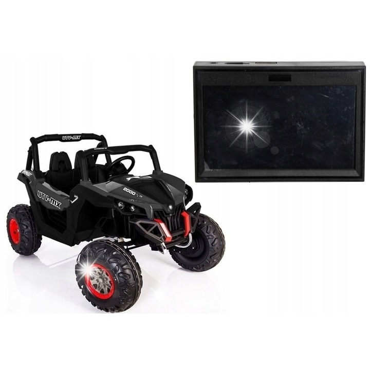 Електрическа кола за деца Audi Q7, Lean cars, 2 скорости, черна, 130x56x64см, комплект с музикален LCD панел