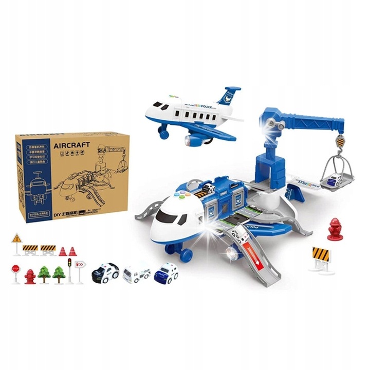 LEAN Toys Interaktív Repülő, 2 az 1-ben, mobil, járműkészlettel, 50x39x24cm, többszínű