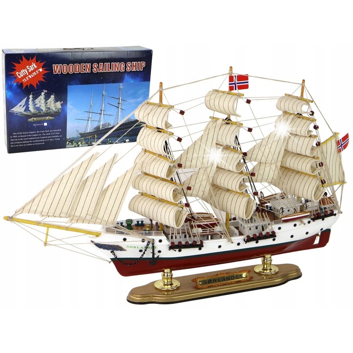 Fa hajómodell Sorlandet, LEAN Toys, 52x33x9cm, többszínű