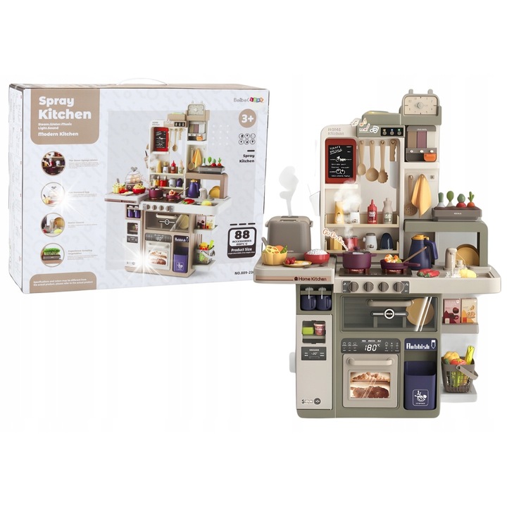 Gyerekkonyha, LEAN Toys, 88 kiegészítő, színes design, 93x69x27cm