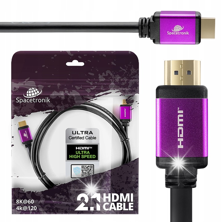 Кабел HDMI 2.1 Spacetronik 8K, 48 Gbit/s, 5м, черен