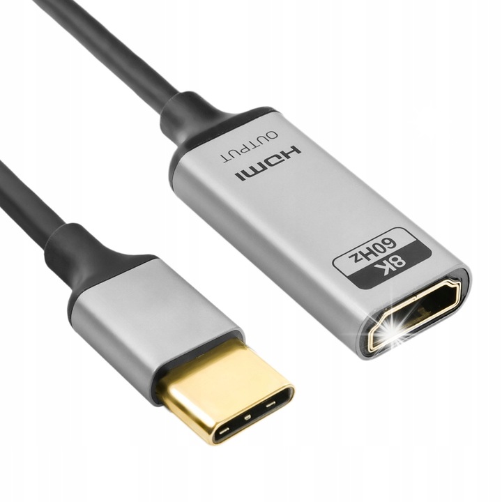Адаптер USB-C към HDMI 8K, Spacetronik, метален, 20см