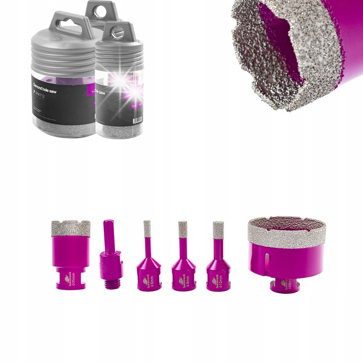 Spacetronik 5 db-os gyémánt fúrókorona készlet, fi6-68mm, M14 adapterrel