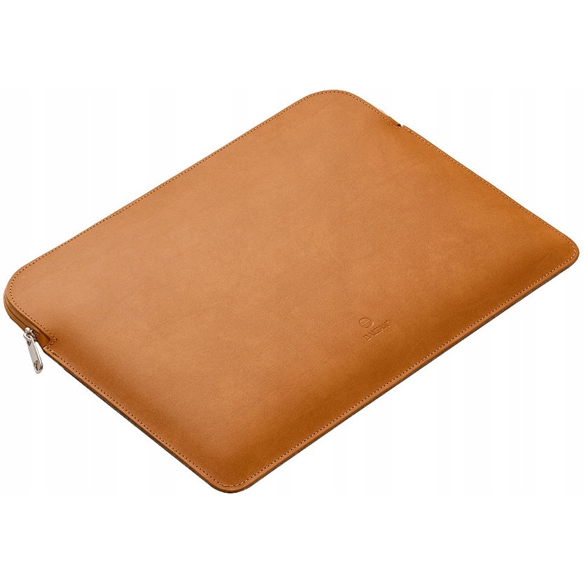 Etui laptop 15.3'', Baltan, din piele naturala, cu fermoar, culoare maro deschis