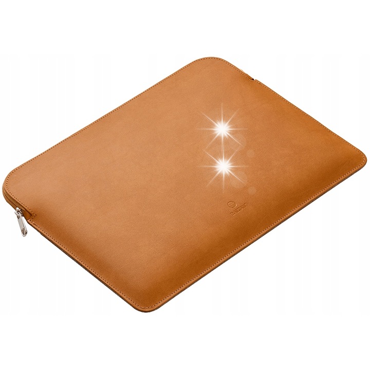 Laptop tok 14.2'', Baltan, természetes bőr, cipzárral, világos színű, mérete 14.2''