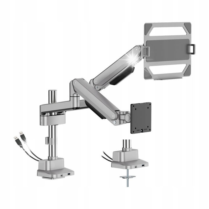 2w1 Стойка за монитор и лаптоп VESA USB 21кг 17-35" Spacetronik бюро