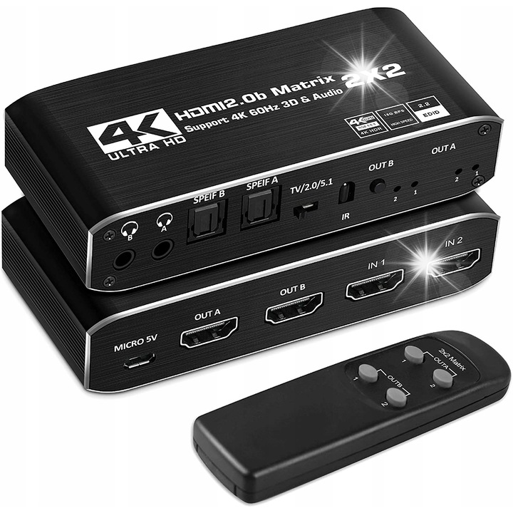 HDMI матрица 2/2 Spacetronik SPH-M222 4K@60Hz