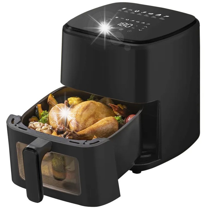 Extralink SJ-500 olaj nélküli fritőz, 5L, 1500W, digitális, fekete