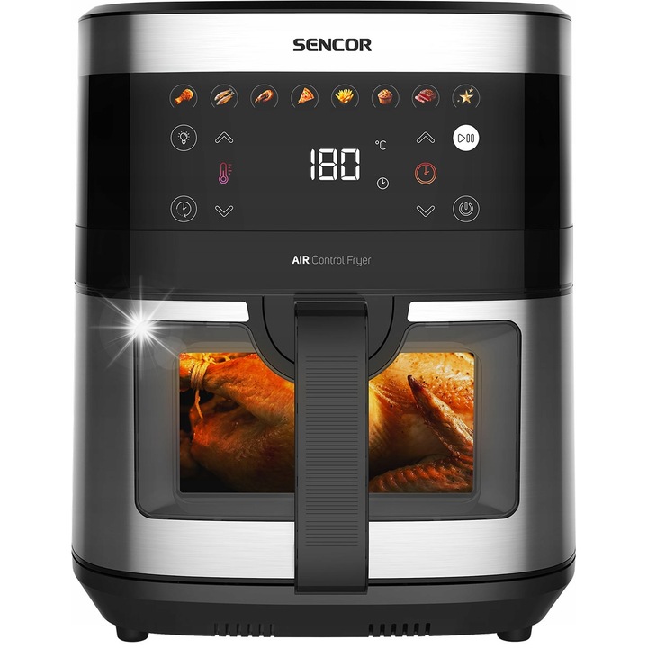 Sencor SFR 9000SS olajsütő, 9L, 1700W, 7 program, SHAKE funkció, LED kijelző
