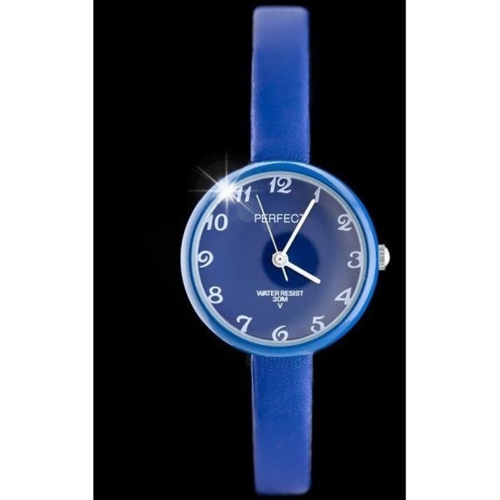 Детски часовник Perfect, модел E233, син цвят, кварцов механизъм, размери 26x26 мм