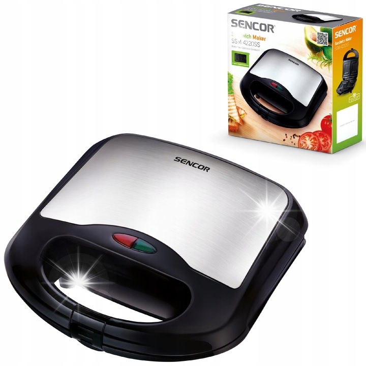 Opiekacz Sandwich Sencor SSM 3100, 700W, 4 Tosturi, Alb, 230x215x90mm