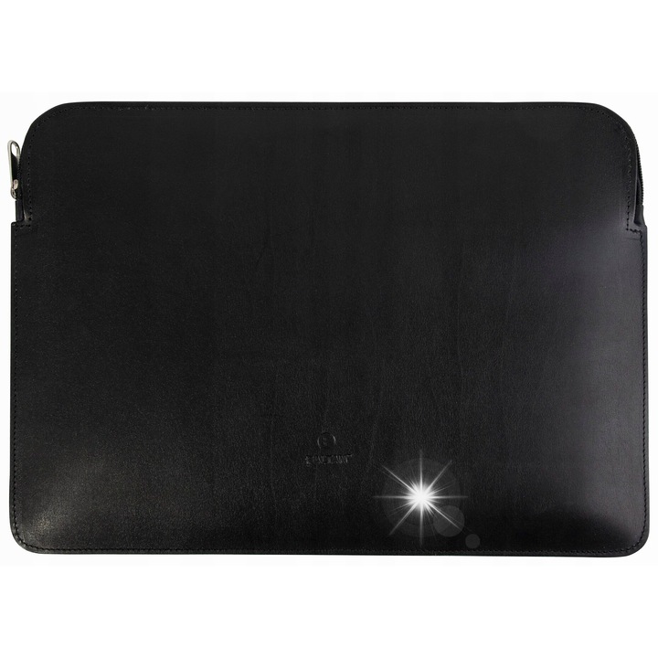 BALTAN Sleeve laptop tok Apple MacBook Air 15 inch-hez, természetes bőr, fekete, szettben.