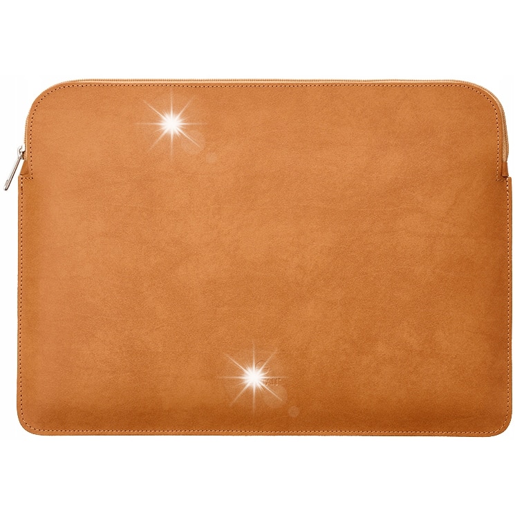 Etui laptop 15.3'', Baltan, din piele naturala, cu fermoar, culoare maro deschis
