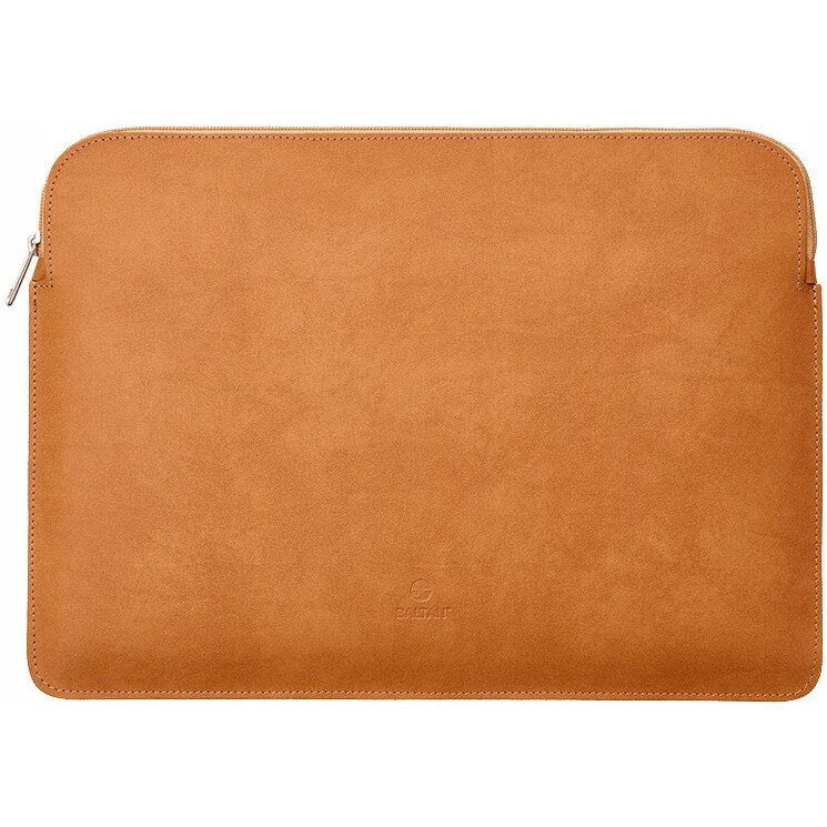 Etui laptop 14.2", Baltan, piele naturala, zip, culoare deschisa, dimensiuni adaptate pentru laptopuri subtiri
