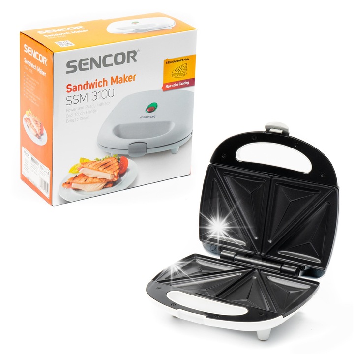 Opiekacz sandwich Camry CR3018 850W, ceramica, 2 sandwich-uri, alb