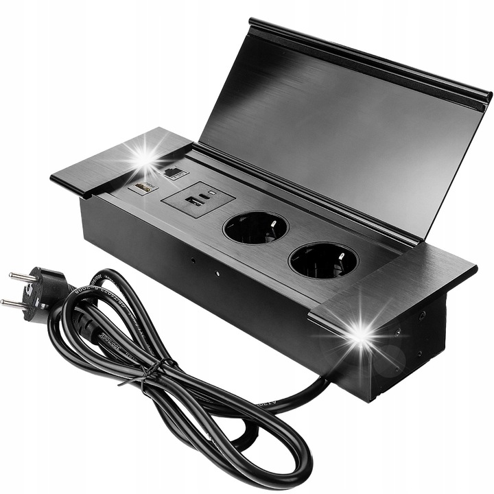 Mediaport USB/HDMI/RJ45, 2x гнезда, черен, 27x5x7см, Spacetronik