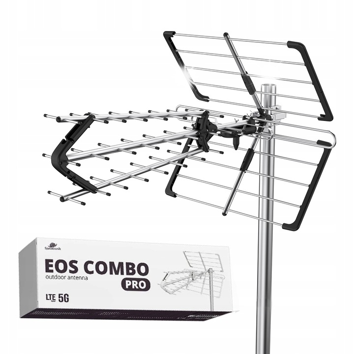 Antena directionala Spacetronik EOS PRO, DVB-T/T2, 4K, filtr LTE, 975x740x430mm, neagra