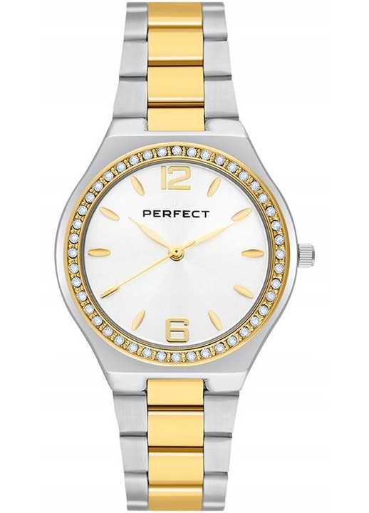 Ceas dama Perfect S390-05, mecanism quartz Miyota, bratara metalica, argintie, 34x8mm, set cu cutie originala