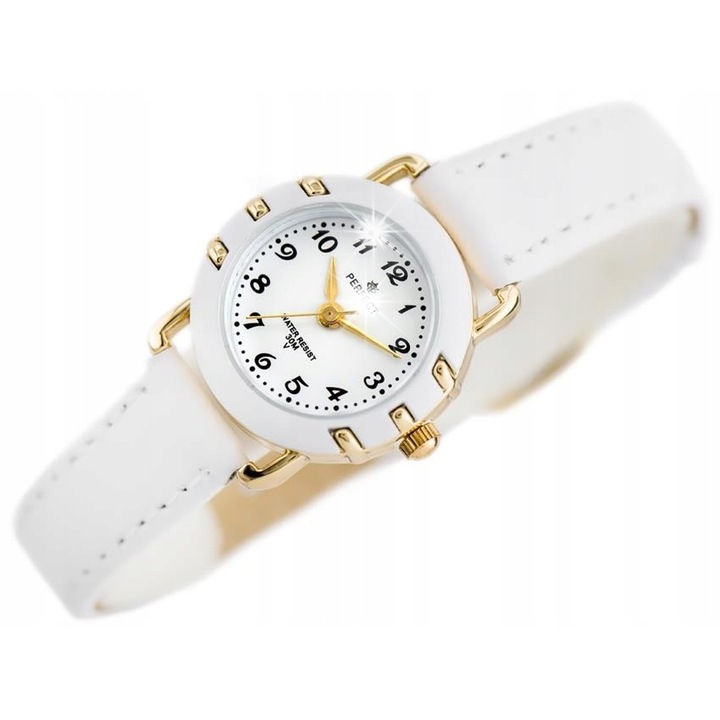 Детски часовник Perfect LP033-03, бял, кварцов механизъм, 24x8мм, комплект с кутия за причастие