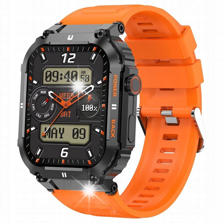 Smartwatch Gravity GT7-5, 1.28" IPS, IP67, gri, rosu