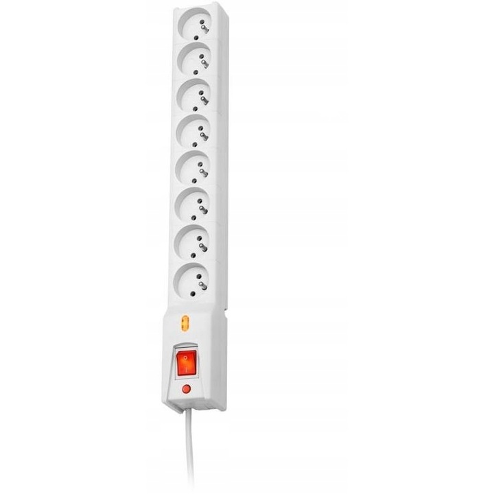 Разклонител Lestar LX 810, 8 гнезда, 1,5м, сив, 440x52x38мм