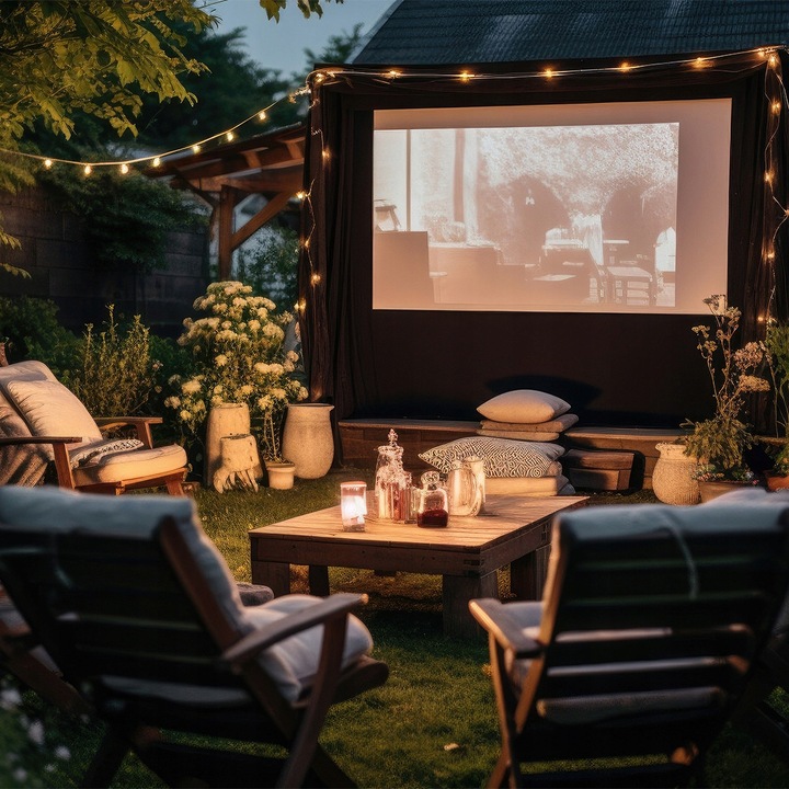 Преносим прожекционен екран 100", FULL HD 4K, 16:9, със стойка, пълен комплект