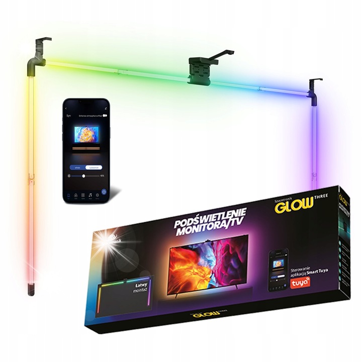 Комплект LED осветление за телевизор Spacetronik Glow Three, RGBW, управление от смартфон, 65 инча