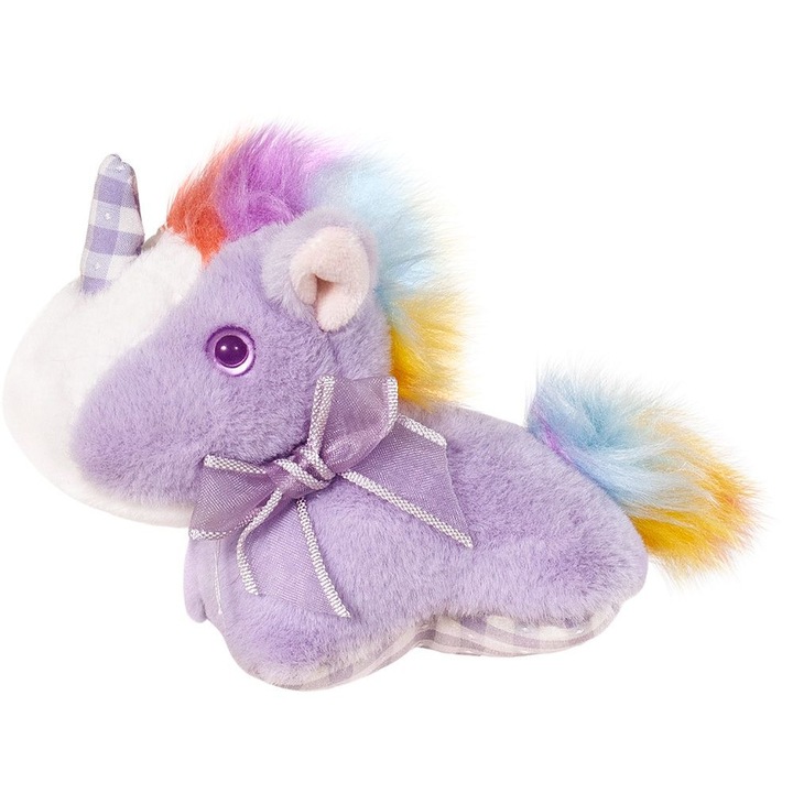 Плюшен еднорог Мов, PLUSURI STIP, 13см, с декоративен рог, цветна грива