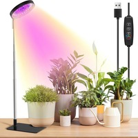 Lampa pentru cresterea plantelor, Wacorresi®, Timer Automat 3/9/12h, pentru cresterea accelerata a plantelor, intensitate lumina ajustabila, inaltime reglabila, 3 Moduri de Lumina, Alimentare USB, negru