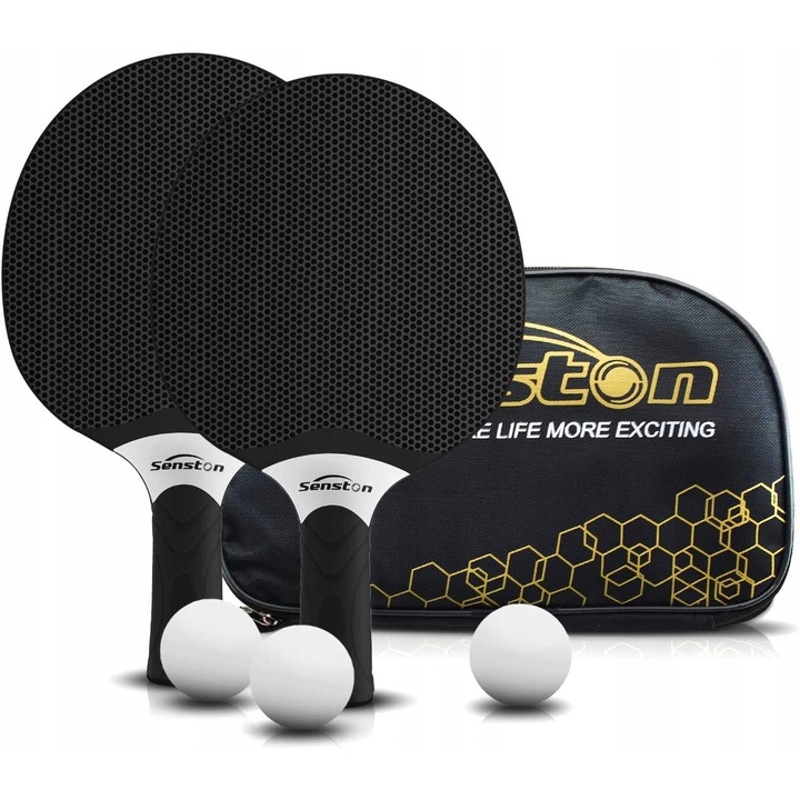 Set palete tenis de masa Senston cu 2 palete, 3 mingi, 1 geanta, antiderapant, rezistent la apa