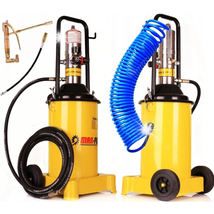 Пневматичен пистолет за гуми 12L Mar-Pol, 2 колела, маркуч 5м, въртящ се пистолет, жълт, 360x320x840мм, комплект