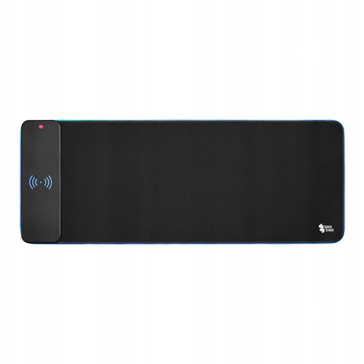 RGB XL геймърска подложка за мишка Spacetronik 80x30см, 4мм дебелина, безжично зареждане Qi, многоцветна