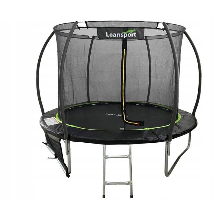 Батут Sport Max 305 см, черно-зелен, височина 76 см, комплект със стълба