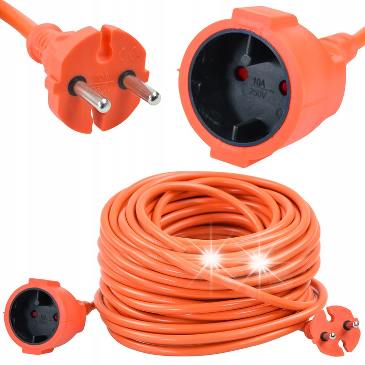 Удължител за открито Rexxer 30м 2x1мм, оранжев, 1 контакт, IP20