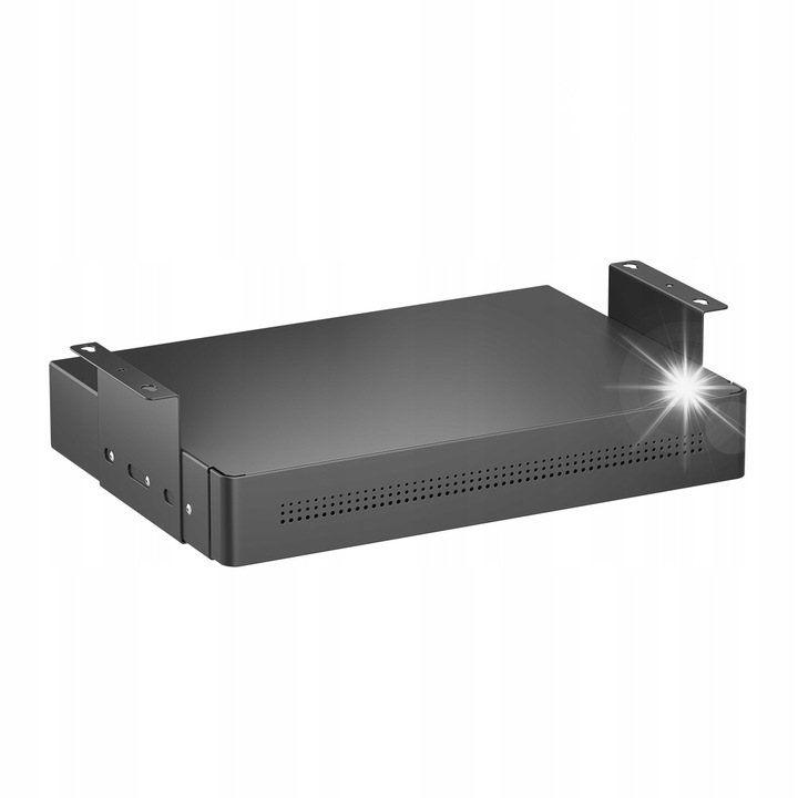 Sertar sub birou Spacetronik cu suport pentru USB-A/C, 48x30cm, metal negru, cu polita