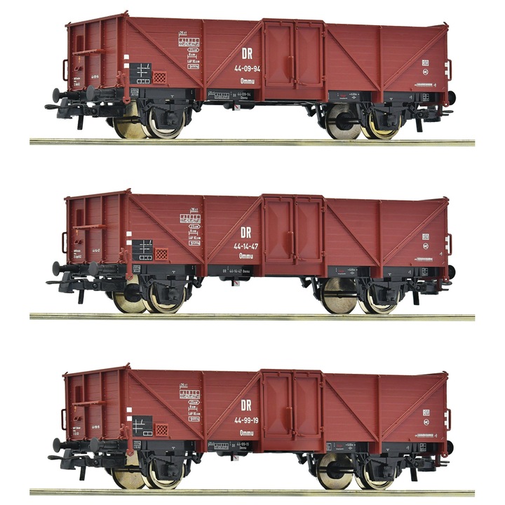 Set 3 vagoane gondola, Piko, DR, scara H0, 342mm, multicolor