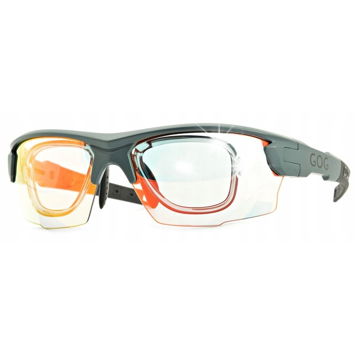 Спортни слънчеви очила GOG E544-3R фотохроматични, оранжеви лещи, сиво-черна матова рамка, пълен комплект с калъф