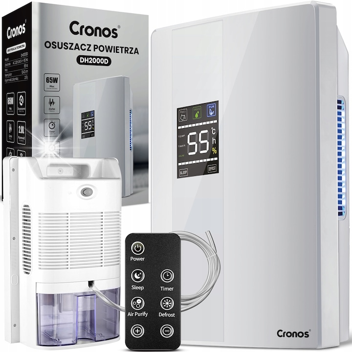 Párátlanító Cronos 2L 65W, kijelzővel, automatikus páratartalom-szabályozással, távirányítóval