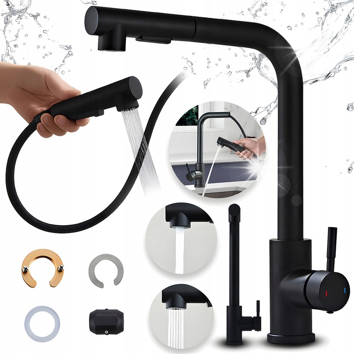 Heckermann szaniter csaptelep, kétfunkciós, krómozott, mosogatóhoz