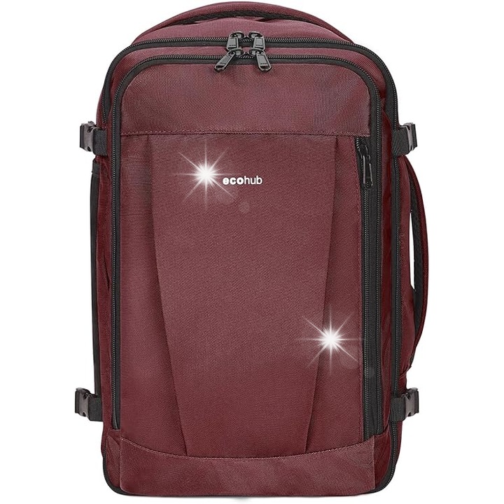Kono utazó hátizsák, Ecohub, 40x20x25cm, 20L, rózsaszín, 3 rekesz, 10 zseb