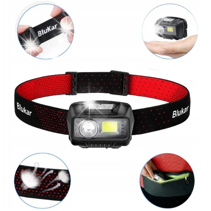 Фар Blukar, челен, 2000 лумена, 8 режима, водоустойчив, 1200 mAh, регулируем