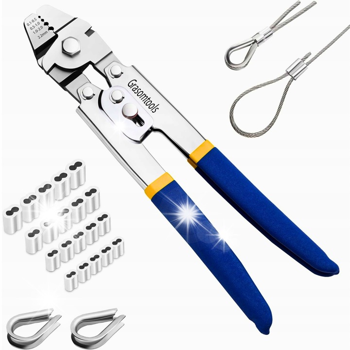 Vezetékek krimpelő fogója, 100 db-os készlet, csőhüvelyek, 4 méret, rozsdamentes acél, csúszásmentes