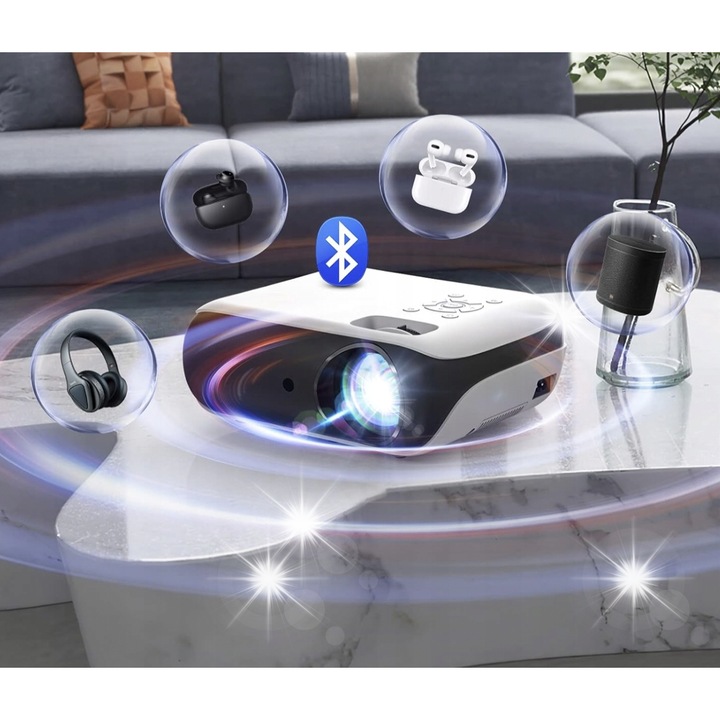 Hopvision Full HD 1920x1080p, 4K Ultra HD, 9500 lm, Bluetooth 5.1 videoprojektor, 100 hüvelykes vetítővászonnal