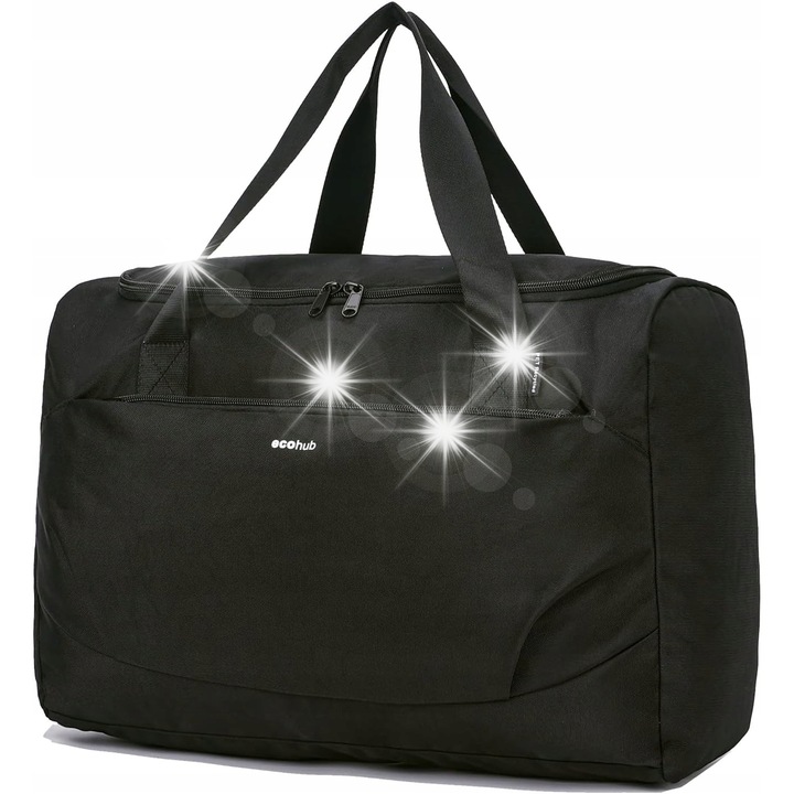 Ecohub utazótáska, 45x33x20cm, fekete, 30L kapacitás, ökopolészter anyag