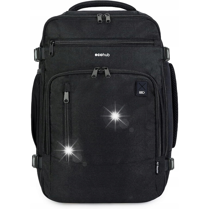 Ecohub Expander utazó hátizsák 40x20x25cm 20L, fekete, vízálló, könnyű