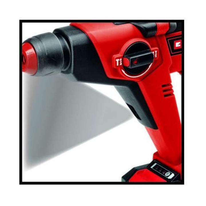 Ciocan rotopercutor Einhell TE-HD 18/12 Li-Solo, SDS Plus, 18 V, 6000 lovituri/min, 1300 RPM, cu lampa incorporata, 1,5 kg, negru/rosu