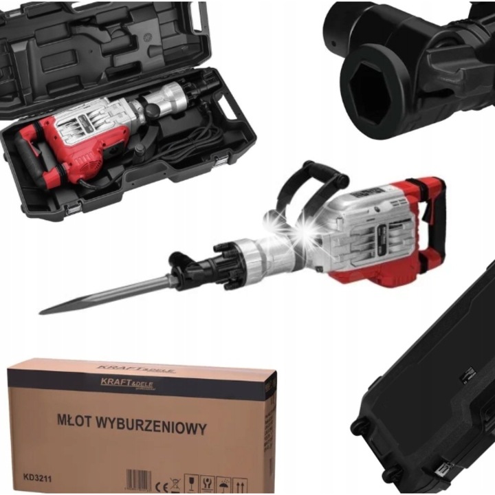 Електрически къртач Kraft&Dele KD3211, 3200W, 75J, HEX-GAN, 16,8кг, комплект с длето и сервизни ключове