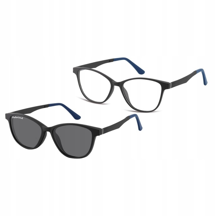 Ochelari de vedere Sunoptic CLIP-TRC-189C-1, polarizati, negru, set 3 piese