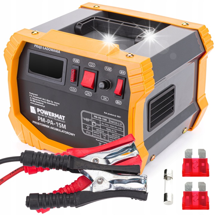 Powermat PM-PA-15M 12V/24V, 4-9A, 210x290x230mm autós akkumulátortöltő