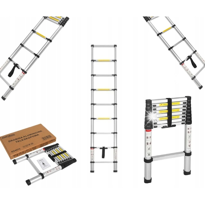 Munka létra, Kraft, 8 fokos, 2,6m, max. 150kg, alumínium